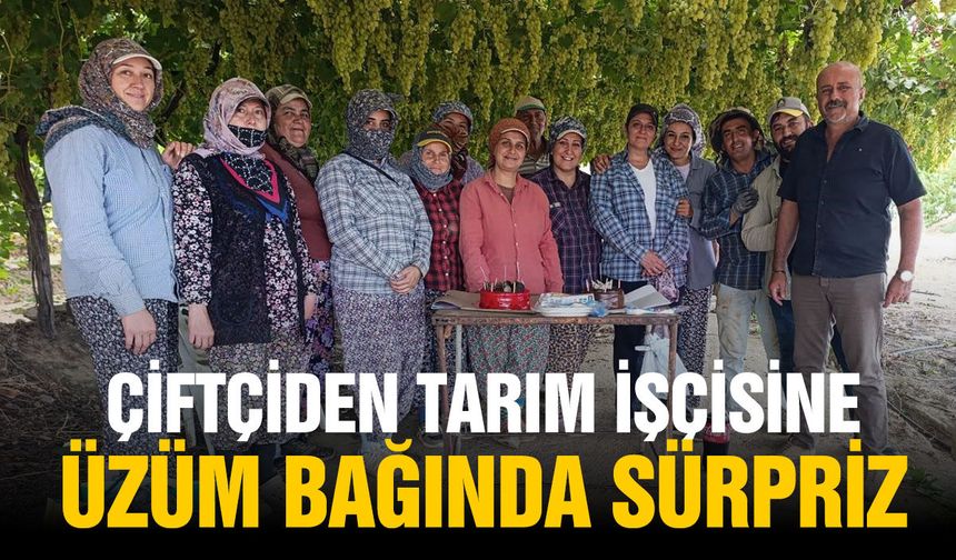 Çiftçiden işçisine üzüm bağında sürpriz