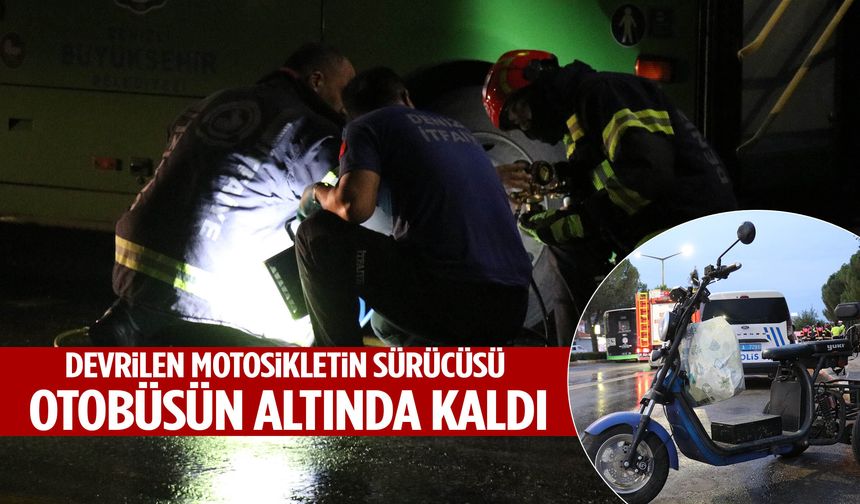 Yağış faciaya dönüştü! Motosiklet sürücüsü otobüsün altında kaldı