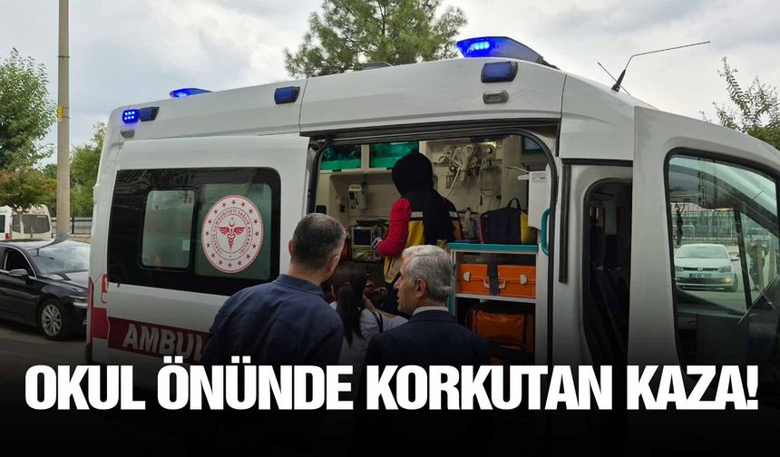 Okul önünde korkutan kaza!