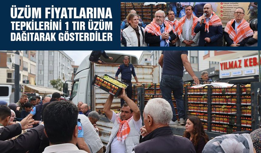 Yeni Partililerden üzüm eylemi: 1 tır üzüm dağıttılar
