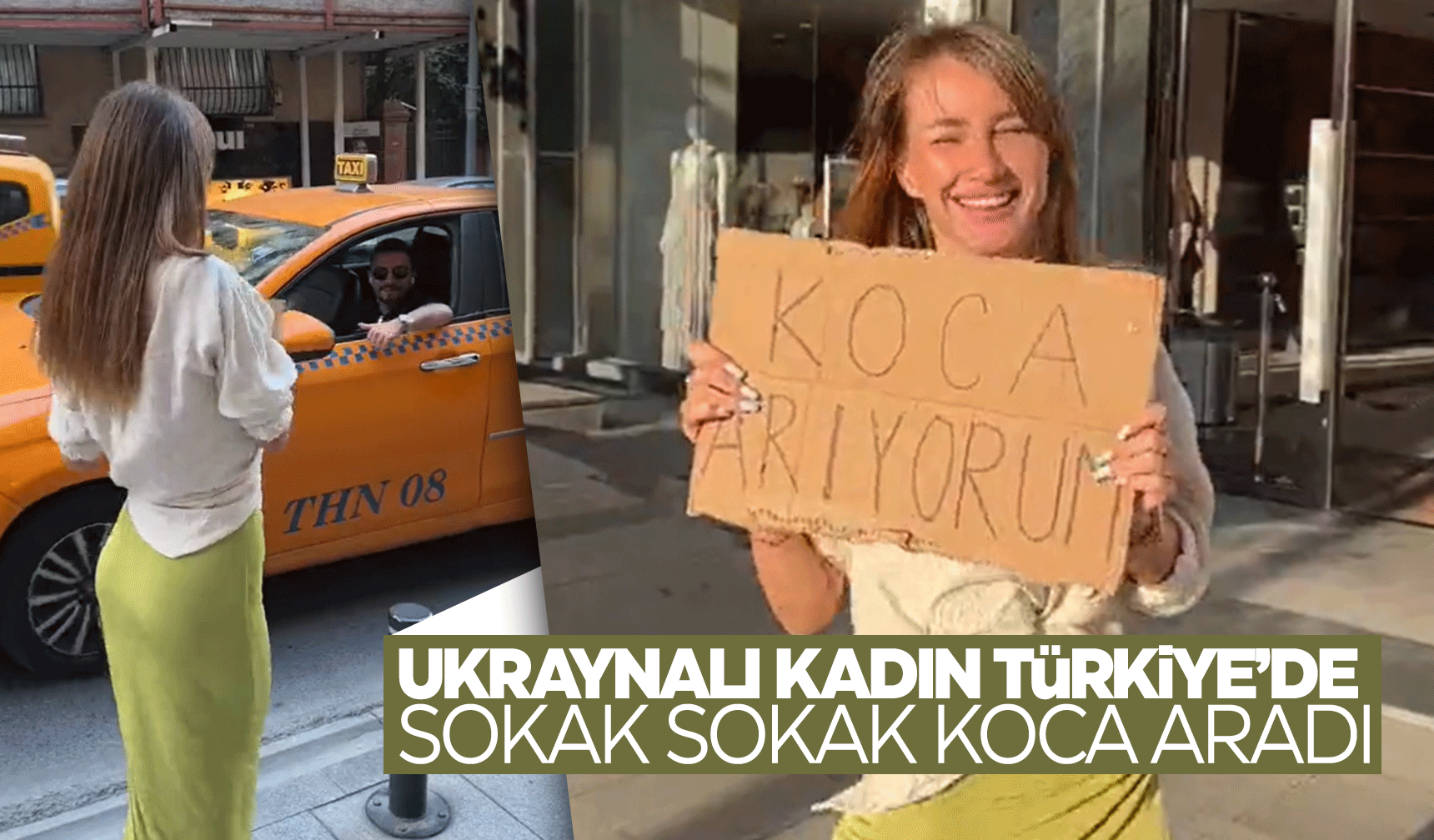 Ukraynalı kadın Türkiye'de pankartla koca aradı