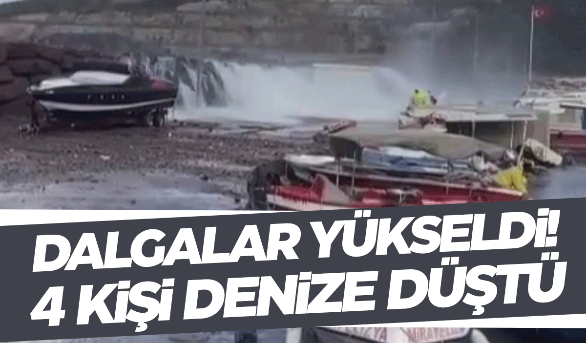 İzmir’de dalgaların vurduğu 4 kişi denize düştü