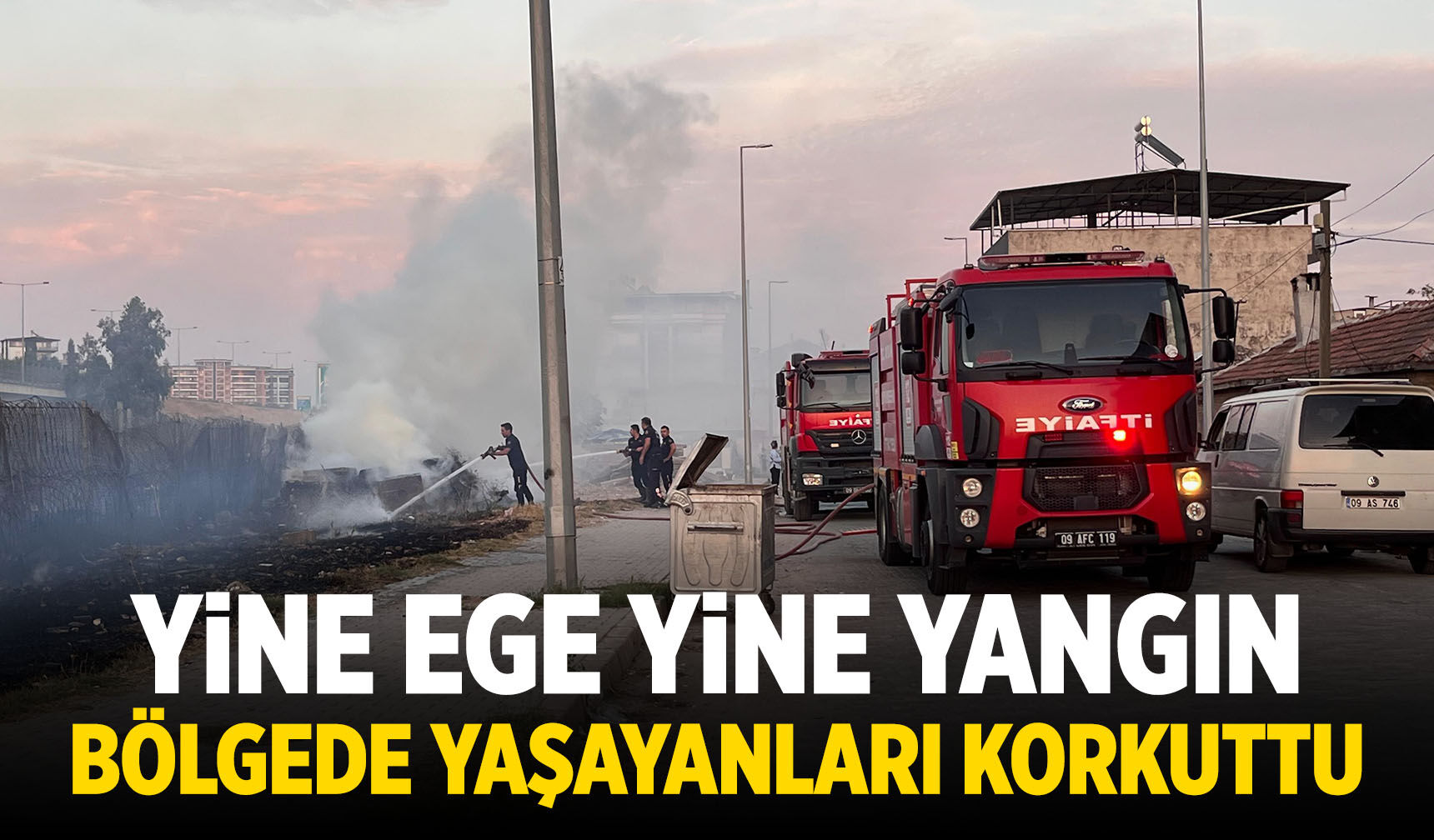 Ege’de yerleşim yerlerine yakın bölgede yangın korkuttu