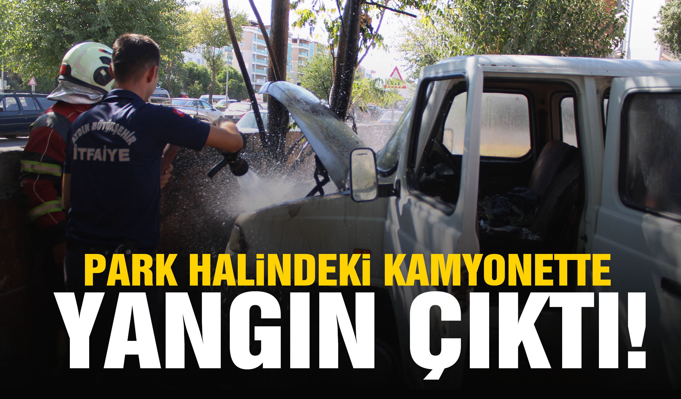 Park halindeki kamyonette yangın çıktı